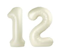 12 Balloon Number, 40 Inch Cream Large Number Balloons Birthday Gift for 12 21 Years Old, Maylar Balloon Decorations for Wedding Engagement Graduations Memorial Day's