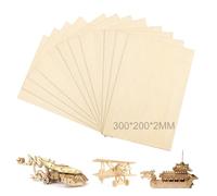 12 Balsa Wood Sheets, 300 x 200 x 2 mm, Unfinished Plywood, Thin Balsa Wood Boards for Crafts Rectangular A4 Natural Wood for DIY, Painting