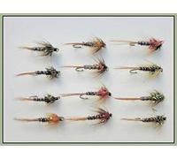 12 BARBLESS Crunchers Trout Flies Black & Olive Choice of sizes, excellent nymph pattern (Mixed)