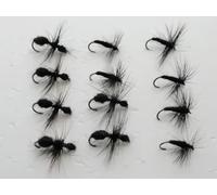 12 BARBLESS Dry Flies - Black Spider and Black Ant, Barbless Dry Trout Flies, Choice of sizes (Mixed)