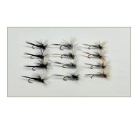 12 Barbless Dry Parachute Flies, Adams, Grey Duster & Black Gnat Parachute flies, choice of sizes, Best Emerger trout flies (16)