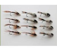 12 BARBLESS Gold head Nymph Trout Flies - Hares Ear and Pheasant Tails, Choice of sizes (12)