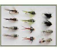12 Barbless Goldhead Nymph Trout Flies - Mixed Pack, 6, choice of sizes (12)