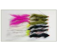 12 Barbless Mixed Colour Hothead Snakes - Deadly Long Zonker Streamers for Reservoir Trout
