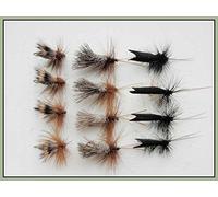 12 Barbless Sedge Trout Flies Black Horn, Deer & G & H Trout Flies, Size 10