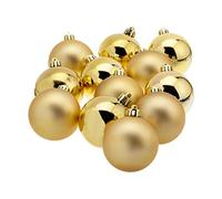 12 Baubles Kaemingk Shatterproof Plain Baubles Pack 12 Light Gold