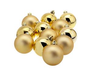12 Baubles Kaemingk Shatterproof Plain Baubles Pack 12 Light Gold