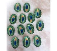 12 Beautiful Oval Pre-Cut Edible Peacock Feather Print; 5cm; Wafer Paper Birthday Wedding Anniversary Cakes/Cupcakes Toppers/Decorations