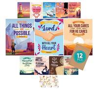 Decorably 12 Christian Posters for Kids, 11x14in Matte-Laminated Inspirational Sunday School Posters for Kids - Classroom, Bulletin Boards, Home Study Room