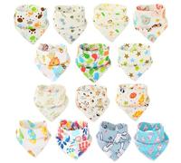 12 Bibs Bebe Bandanas Scarf Towel Drool Babas Fabric Baby Girl Child Recien Nacido Bandana Baby Bib Algodon Organico Absorbent Soft for Drooling Teething and 14pcs Unisex