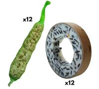 12 Bird Food Rings & Peanut Sticks Wild Bird Feeder Mix