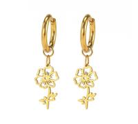 12 Birth Month Flower Dangle Earrings Women's Flora Hoop Earring Rose Daisy Cosmos