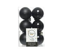 12 Black Christmas 6cm Shatterproof Tree Baubles Shiny Matt Decoration