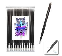 12 Black Pilot Friction Compatible Refills for Erasable Gel Pen Black Tip 0.7 Stick for Writing at School, on Fabric and Leather Thermo-Erasable