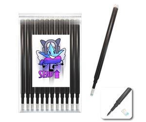 12 Black Pilot Friction Compatible Refills for Erasable Gel Pen Black Tip 0.7 Stick for Writing at School, on Fabric and Leather Thermo-Erasable