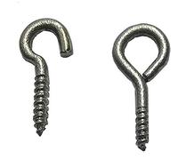 12 Black White Brown Silver Walnut Net Curtain Wire Rope 6 Hooks & 6 Eyes Cable hook & Eye Set (Silver 6Hooks + 6Eyes)