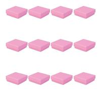 12 Blossom Pink Mini Square Jewellery Boxes, 55x55x18mm | For Studs, Charm & Ring, Shallow Depth | Eco Kraft Paper Box with Anti-Tarnish Insert | FSC Certified, Recyclable