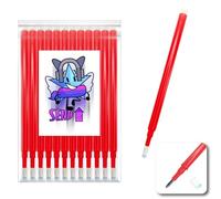 12 Blue Pilot Friction Compatible XXL Refills for Erasable Gel Pen Tip 0.7. Stick for School Writing on Fabric and Leather Heat Erasable (Red)