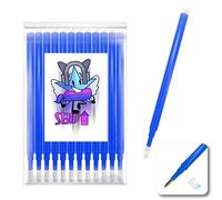 12 Blue Refills for Erasable Gel Pens - Compatible with Pilot Frixion - 0.7mm Medium Stick Tip - Thermo-Erasable for School, Fabric & Skin - Creative Stationery Gift