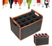 12-Bottle Felt Wine Carrier Storage Box, Wine Bottle Carrier Bag, Reusable Wine Bottle Travel Protector Bags, Wine Holder Bag, Wine Tote Bag Carrier With Divider For Picnic Camping Travel Party