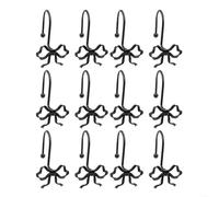 12 Bow Shower Curtain Hooks With Rustproof Zinc Alloy Construction For Bathroom And For Home Decoration Purposes(Black)