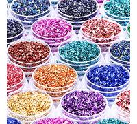 12 Box Crushed Glass Craft Glitter Fine for Resin Art, Small Broken Glass Pieces Irregular Metallic Crystal Chips Chunky Flakes Sequins for Nail Arts DIY Vase Filler Epoxy Jewelry Making Decoration