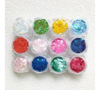 12 Boxes Set Rectangle Square Shape Shift Sequins Glitters for DIY Gel Nail Art Crafts Decoration Accessories (PG91)