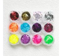 12 Boxes Set Rectangle Square Shape Shift Sequins Glitters for DIY Gel Nail Art Crafts Decoration Accessories (PG90)