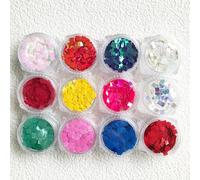 12 Boxes Set Rectangle Square Shape Shift Sequins Glitters for DIY Gel Nail Art Crafts Decoration Accessories (PG94)