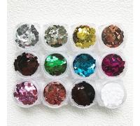 12 Boxes Set Rectangle Square Shape Shift Sequins Glitters for DIY Gel Nail Art Crafts Decoration Accessories (PG93)