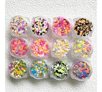 12 Boxes Set Round Dot Mixes Shape Shift Sequins Glitters for DIY Gel Nail Art Crafts Decoration Accessories (PG96)