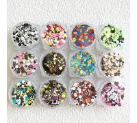 12 Boxes Set Round Dot Mixes Shape Shift Sequins Glitters for DIY Gel Nail Art Crafts Decoration Accessories (PG97)