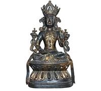 12" Brass Bronze Gild Tibetan Buddhism White Tara Goddess Dolma Bodhisattva Statue