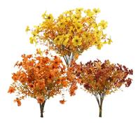 12 Bundles Artificial Fake Fall Plants Flowers for Outdoor Decoration,Faux Silk Colorful Daisy UV Look Real No Fade for Front Door Porch Patio Yard Balcony Autumn Decor (Orange Yellow Red)