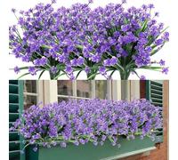 12 Bundles Artificial Flowers 14 Inch Faux Plastic Greenery Shrubs With Iron Stems For Home Wedding Party And Outdoor Garden Decoration(Purple)