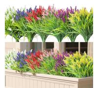 12 Bundles Outdoor Artificial Flowers Faux Lavender Plants Weatherproof Decorative Artificial Flowers Fplastic Plants for Indoor Gardens,Balcony Flower Decoration or Landscaping Projects,etc