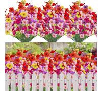 12 Bundles Outdoor Artificial Flowers, Indoor Decorative Fake Flowers for Home Garden Wall Wedding Party, Fake Flowers for Outside Planter Window Box (Multi)