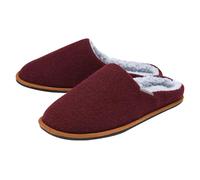 (12, Burgundy) Dunlop - Mens Plush Lined Mule Slippers With Memory Foam