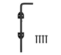 12" Cane Bolt Heavy Duty Drop Rod Gate Stopper Hardware, Gate Ground Latch for Wooden Fences Metal Gates Doors, Gate Drop Pin for Holding Gate to The Ground, Black Finish
