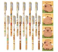 12 Capybara Erasable Black Pens and 4 Note Papers, Capybara Theme Stationery Combination, Erasable Gel Pen, Creative Memo Paper, A Good Helper for Correcting Wrong Questions.