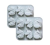 12 Cavities Unicorn Shape Candy & Chocolate Silicone Mold, 3 Different Unicorn Design, Non-Stick, Baking Molds for Making Birthday Cake Decoration, Cupcake, Jelly, Caramel and Ice Cubes, 2 Count, Blue