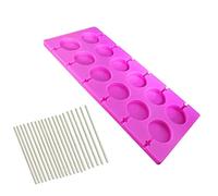 12-Cavity Large Silicone Round Lollipop Mould BPA-Free Hard Candy Chocolate Cake Decorating Tools Trays Jelly Ice Cube Chocolate Cookies Lollypop Baking Halloween Molds with 100 Hard Paper Sticks, C