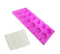12-Cavity Large Silicone Round Lollipop Mould BPA-Free Hard Candy Chocolate Cake Decorating Tools Trays Jelly Ice Cube Chocolate Cookies Lollypop Baking Halloween Mold with 100 Hard Paper Sticks