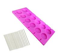 12-Cavity Large Silicone Round Lollipop Mould Hard Candy Chocolate Cake Decorating Tools Trays Jelly Ice Cube Chocolate Cookies Lollypop Baking Halloween Molds with 100 Hard Paper Sticks