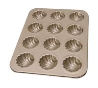 12-Cavity Madeleine Pans, Shell Shaped Carbon Steel Non Stick Baking Mold Cookie Cake Pan for Cookie Cake Chocolate