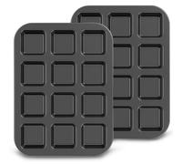 12 Cavity Square Muffin Tin Tray, Non-Stick Mini Muffin Baking Pan, Carbon Steel Square Muffin Moulds, Mini Cupcakes Cake Mold for Oven Baking (Grey,2PC)