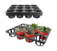 12 Cell Round Nursery Pots Trays,5 Pack Seed Nursery Pots Moving Trays,Seedling Pots Nursery Carrying Trays Moving Tray Black