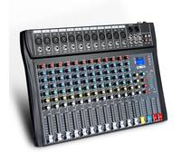 12 Channel Audio Mixer Sound Board DJ Mixer USB Audio Interface 48V Phantom Power Reverb Delay Effect Bluetooth USB MP3 Karaoke Mixer for PC Recording,Live Streaming