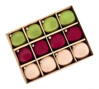 12 Christmas Balls Ornaments Set 6cm Diameter with Velvet Flocked, Handmade Detailing, and Classic European Style for Seasonal Home Decoration (D)