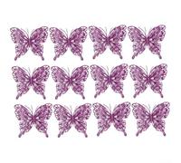12 Christmas Butterfly Decorations 15x18cm Plastic Multi-Colour
